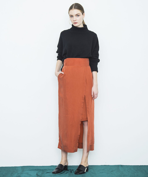 city(シティ)の「【CITY】CUPRA SATIN LONG SLIT SKIRT(スカート・レディース・ブラック/オレンジ/パープル・0/1)」の9枚目の写真