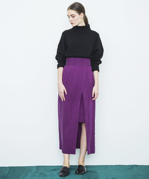 city(シティ)の「【CITY】CUPRA SATIN LONG SLIT SKIRT(スカート・レディース・ブラック/オレンジ/パープル・0/1)」の5枚目の写真