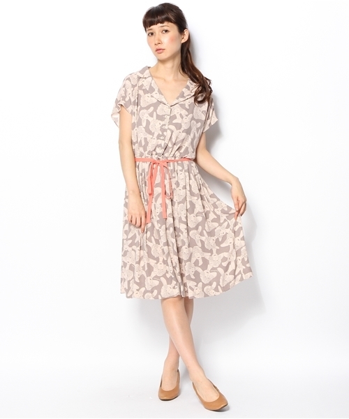 miimu cirsium japonicum(ミイム サーシアム ジャポ二カム)の「フレンチ スリーブ ワンピース(ワンピース・レディース・ブラック系/グレー系/ネイビー系・FREE)」の1枚目の写真