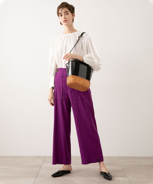 VIOLAd'ORO(ヴィオラドーロ)の「【VIOLAd'ORO】PVCx ラタンショルダー V-8241(ショルダーバッグ・レディース・ブラック/キャメル・FREE)」の14枚目の写真