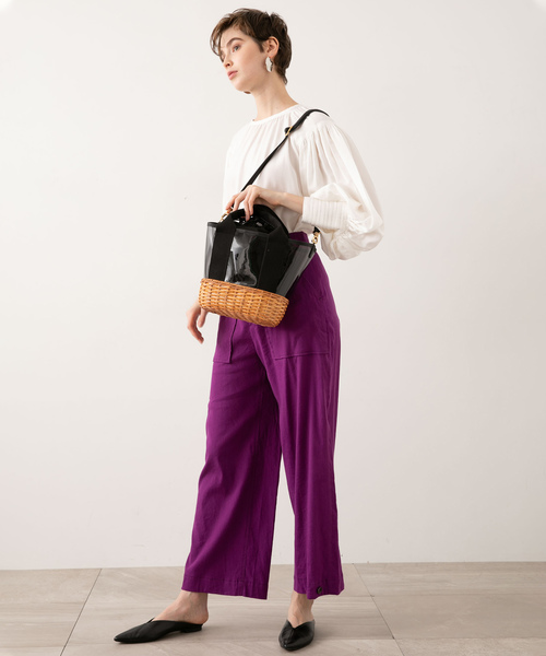 VIOLAd'ORO(ヴィオラドーロ)の「【VIOLAd'ORO】PVCx ラタンショルダー V-8241(ショルダーバッグ・レディース・ブラック/キャメル・FREE)」の15枚目の写真