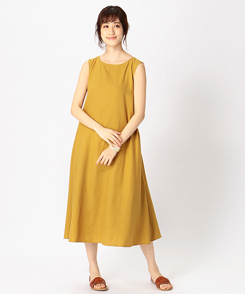 ONIGIRI（オニギリ）の「《リネン》 ノースリーブ ワンピース アッパッパ（ワンピース・レディース・ネイビー/アイボリー/マスタード・MEDIUM/LARGE）」の14枚目の写真