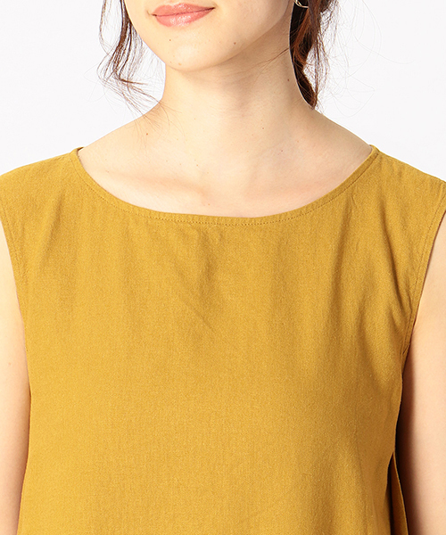 ONIGIRI（オニギリ）の「《リネン》 ノースリーブ ワンピース アッパッパ（ワンピース・レディース・ネイビー/アイボリー/マスタード・MEDIUM/LARGE）」の13枚目の写真