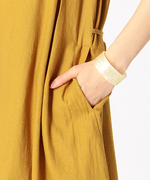 ONIGIRI（オニギリ）の「《リネン》 ノースリーブ ワンピース アッパッパ（ワンピース・レディース・ネイビー/アイボリー/マスタード・MEDIUM/LARGE）」の11枚目の写真