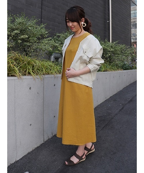 ONIGIRI（オニギリ）の「《リネン》 ノースリーブ ワンピース アッパッパ（ワンピース・レディース・ネイビー/アイボリー/マスタード・MEDIUM/LARGE）」の17枚目の写真