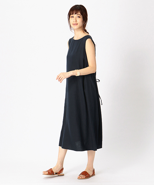 ONIGIRI（オニギリ）の「《リネン》 ノースリーブ ワンピース アッパッパ（ワンピース・レディース・ネイビー/アイボリー/マスタード・MEDIUM/LARGE）」の20枚目の写真