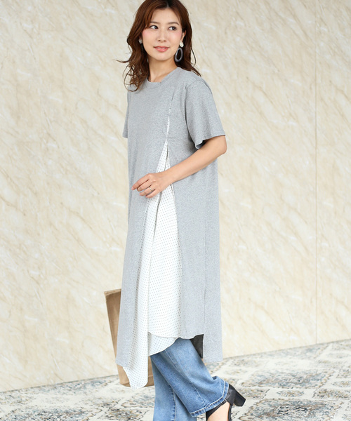 セール ドット切替カットワンピース ラフなシルエット ワンピース Bou Jeloud ブージュルード のファッション通販 Zozotown