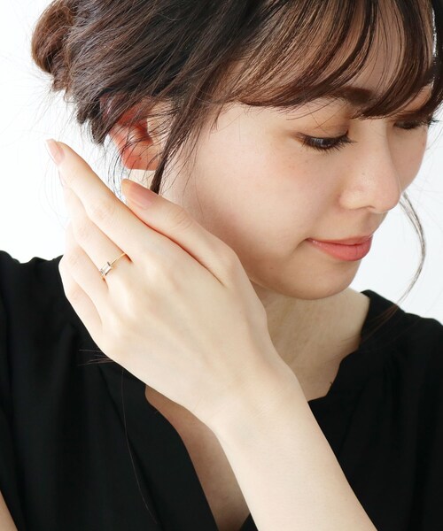 COCOSHNIK(ココシュニック)の「K10カラーストーン(スモーキークォーツ) バゲットリング中(リング・レディース・グレー系その他3・14号/12号/10号)」の9枚目の写真
