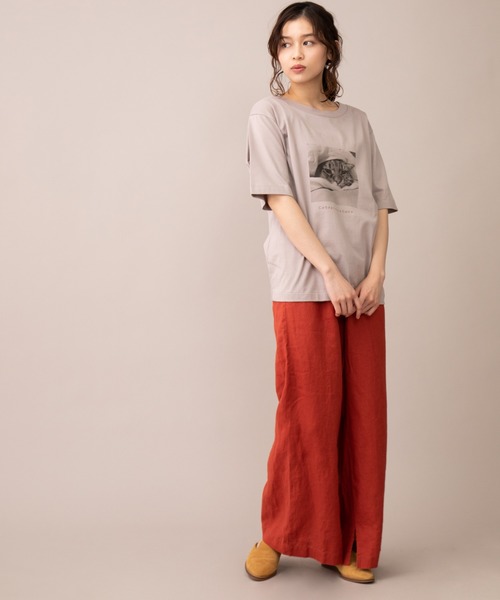 Munich(ミューニック)の「フレンチリネンキャンバス スリットフレアパンツ(その他パンツ・レディース・ブラック/ナチュラル/グレイッシュブルー/ダークオレンジ・S/M/XS)」の5枚目の写真