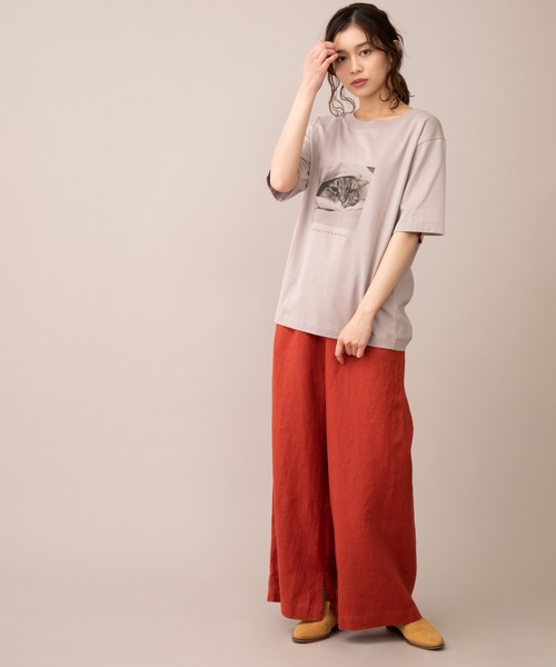 Munich(ミューニック)の「フレンチリネンキャンバス スリットフレアパンツ(その他パンツ・レディース・ブラック/ナチュラル/グレイッシュブルー/ダークオレンジ・S/M/XS)」の6枚目の写真
