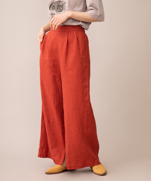 Munich(ミューニック)の「フレンチリネンキャンバス スリットフレアパンツ(その他パンツ・レディース・ブラック/ナチュラル/グレイッシュブルー/ダークオレンジ・S/M/XS)」の8枚目の写真