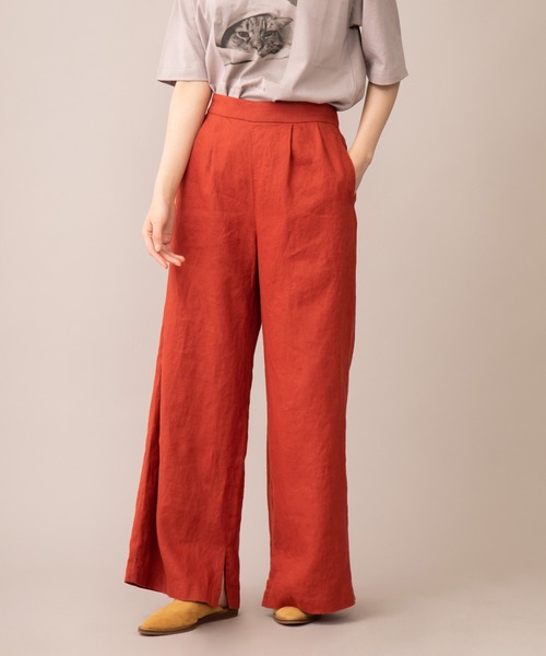 Munich(ミューニック)の「フレンチリネンキャンバス スリットフレアパンツ(その他パンツ・レディース・ブラック/ナチュラル/グレイッシュブルー/ダークオレンジ・S/M/XS)」の9枚目の写真