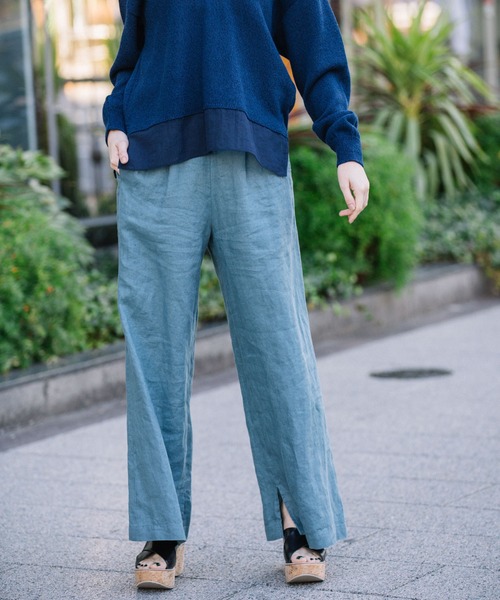 Munich(ミューニック)の「フレンチリネンキャンバス スリットフレアパンツ(その他パンツ・レディース・ブラック/ナチュラル/グレイッシュブルー/ダークオレンジ・S/M/XS)」の12枚目の写真