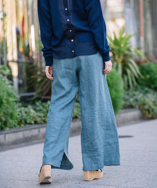 Munich(ミューニック)の「フレンチリネンキャンバス スリットフレアパンツ(その他パンツ・レディース・ブラック/ナチュラル/グレイッシュブルー/ダークオレンジ・S/M/XS)」の13枚目の写真