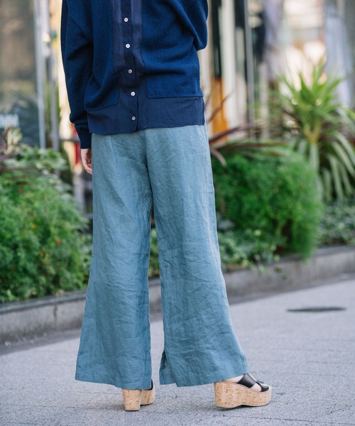 Munich(ミューニック)の「フレンチリネンキャンバス スリットフレアパンツ(その他パンツ・レディース・ブラック/ナチュラル/グレイッシュブルー/ダークオレンジ・S/M/XS)」の14枚目の写真