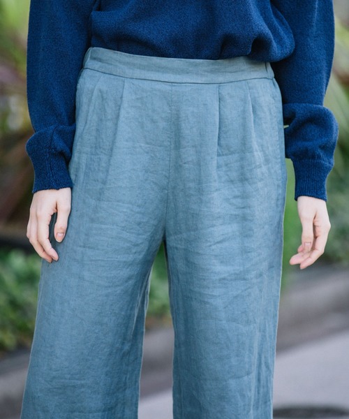 Munich(ミューニック)の「フレンチリネンキャンバス スリットフレアパンツ(その他パンツ・レディース・ブラック/ナチュラル/グレイッシュブルー/ダークオレンジ・S/M/XS)」の16枚目の写真