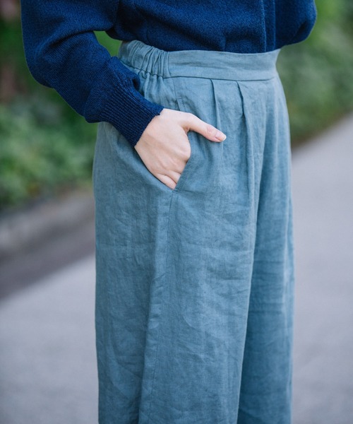 Munich(ミューニック)の「フレンチリネンキャンバス スリットフレアパンツ(その他パンツ・レディース・ブラック/ナチュラル/グレイッシュブルー/ダークオレンジ・S/M/XS)」の18枚目の写真