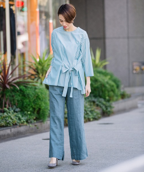 Munich(ミューニック)の「フレンチリネンキャンバス スリットフレアパンツ(その他パンツ・レディース・ブラック/ナチュラル/グレイッシュブルー/ダークオレンジ・S/M/XS)」の22枚目の写真