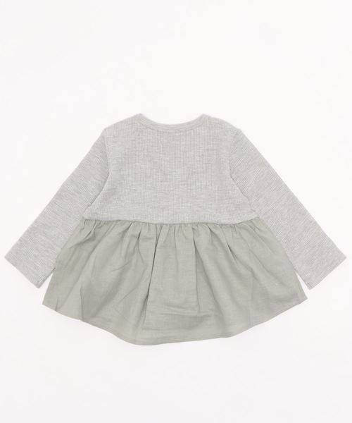 D.fesense（ディーフェセンス）の「【D.fesense /ディーフェセンス】裾フリルワッフルトップス（Tシャツ/カットソー・キッズ・オフホワイト/グレー/ブラック・80ｃｍ/90cm/100cm/110cm）」の4枚目の写真