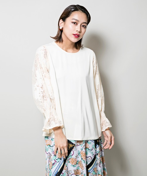 MILLION CARATS(ミリオンカラッツ)の「【WEB限定STYLE4】アンニュイレースブラウス(シャツ/ブラウス・レディース・イエロー/オフホワイト・FREE)」の3枚目の写真