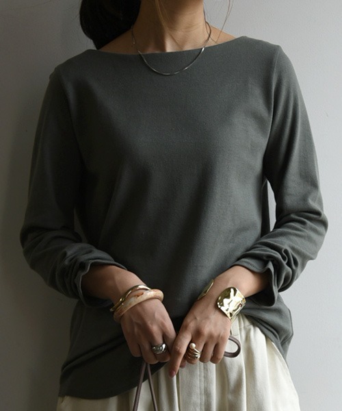 and it_（アンドイット）の「【日本製】Beコルテデイリーロングカットソー（Tシャツ/カットソー・レディース・オートミール/ライトグレー/キャメル/ライトブラウン/ブラック/ライトカーキ/カーキ/ベージュ/アイボリー/オフホワイト・L/M/LL）」の9枚目の写真