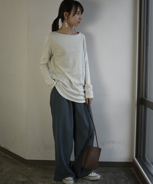 and it_（アンドイット）の「【日本製】Beコルテデイリーロングカットソー（Tシャツ/カットソー・レディース・オートミール/ライトグレー/キャメル/ライトブラウン/ブラック/ライトカーキ/カーキ/ベージュ/アイボリー/オフホワイト・L/M/LL）」の12枚目の写真