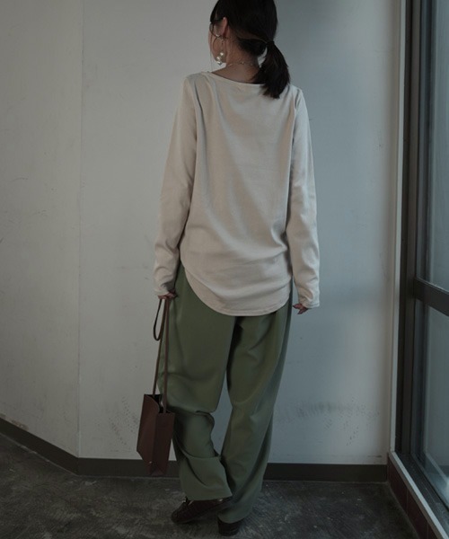 and it_（アンドイット）の「【日本製】Beコルテデイリーロングカットソー（Tシャツ/カットソー・レディース・オートミール/ライトグレー/キャメル/ライトブラウン/ブラック/ライトカーキ/カーキ/ベージュ/アイボリー/オフホワイト・L/M/LL）」の11枚目の写真