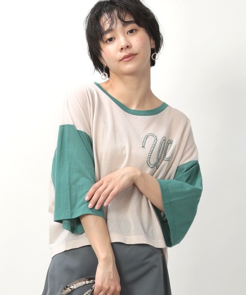 FREAK'S STORE(フリークスストア)の「FILL THE BILL×Wrangler×FREAK'S STORE/フィルザビル×ラングラー 別注ロゴプリントトップス(Tシャツ/カットソー・レディース・ピンク/グリーン/ラベンダー・フリ-)」の2枚目の写真