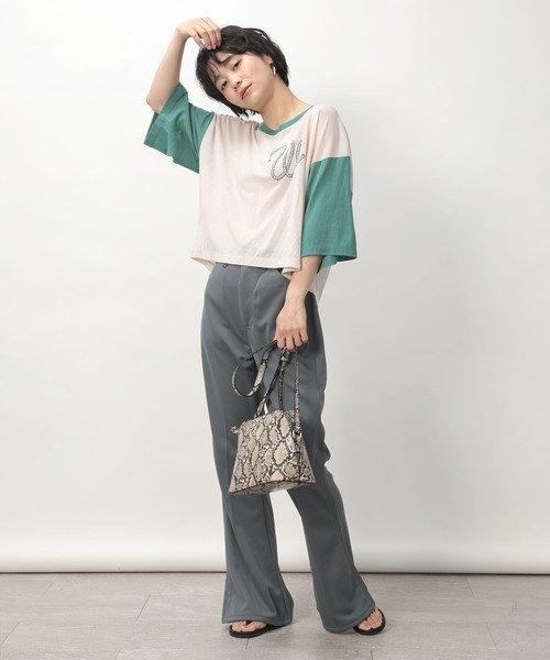 FREAK'S STORE(フリークスストア)の「FILL THE BILL×Wrangler×FREAK'S STORE/フィルザビル×ラングラー 別注ロゴプリントトップス(Tシャツ/カットソー・レディース・ピンク/グリーン/ラベンダー・フリ-)」の7枚目の写真