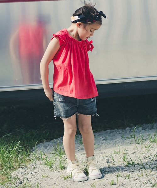 RADCHAP（ラッドチャップ）の「クラッシュデニムショートパンツ（デニムパンツ・キッズ・グレー/サックスブルー・90cm/110cm/100cm/120cm/130cm/150cm/140cm）」の15枚目の写真