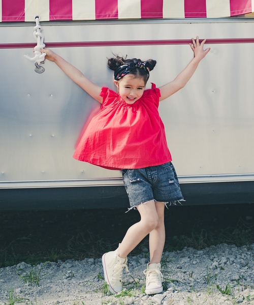 RADCHAP（ラッドチャップ）の「クラッシュデニムショートパンツ（デニムパンツ・キッズ・グレー/サックスブルー・90cm/110cm/100cm/120cm/130cm/150cm/140cm）」の12枚目の写真