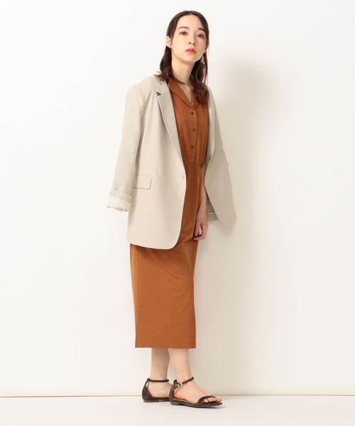 SHIPS any(シップス エニィ)の「SHIPS any:開襟シャツワンピース(ワンピース・レディース・ブラック/キャメル・38/36)」の5枚目の写真