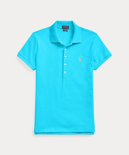 POLO RALPH LAUREN(ポロ ラルフ ローレン)の「スリム フィット ストレッチ ポロシャツ(ポロシャツ・レディース・ブルー・SMALL/MEDIUM/LARGE/X-LARGE/X-SMALL)」の2枚目の写真
