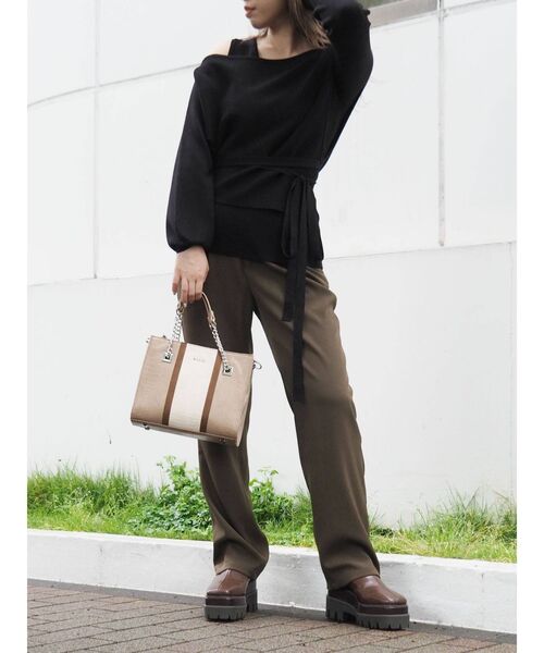 EVRIS（エヴリス）の「バイカラーブロッキングショルダーBAG（ショルダーバッグ・レディース・ブラック/ベージュ/ボルドー・FREE）」の14枚目の写真