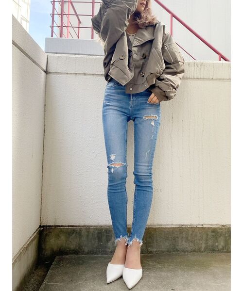 GYDA（ジェイダ）の「HEMダメージスキニーデニムパンツ（デニムパンツ・レディース・インディゴブルー/ブルー・SMALL/MEDIUM/X-SMALL）」の10枚目の写真