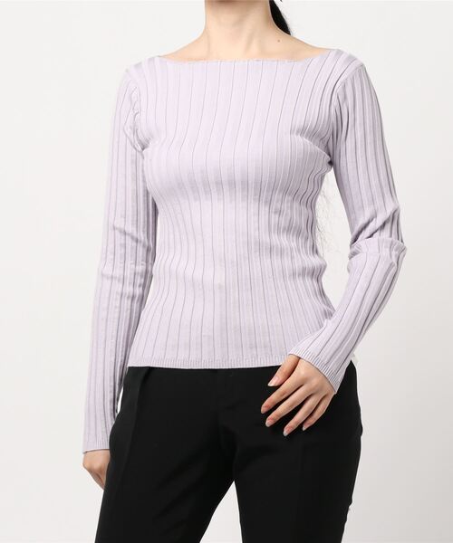 KOBE LETTUCE（コウベレタス）の「太リブボートネックニットトップス（ニット/セーター・レディース・ブラック/ブラウン/ホワイト系その他/ブルー系その他/パープル系その他・1）」の8枚目の写真