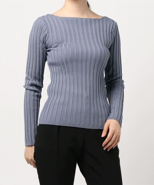 KOBE LETTUCE（コウベレタス）の「太リブボートネックニットトップス（ニット/セーター・レディース・ブラック/ブラウン/ホワイト系その他/ブルー系その他/パープル系その他・1）」の9枚目の写真