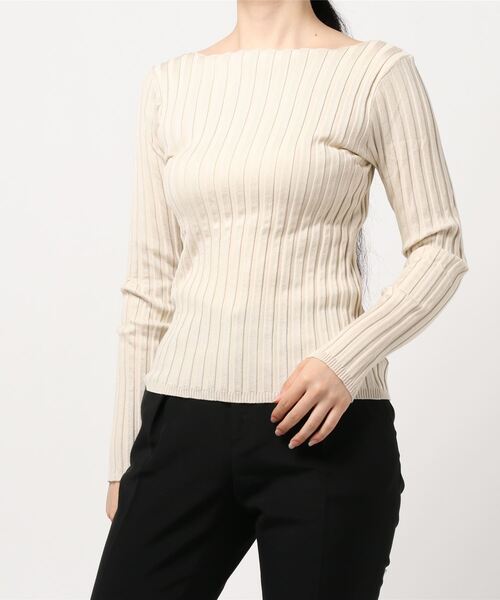 KOBE LETTUCE（コウベレタス）の「太リブボートネックニットトップス（ニット/セーター・レディース・ブラック/ブラウン/ホワイト系その他/ブルー系その他/パープル系その他・1）」の11枚目の写真