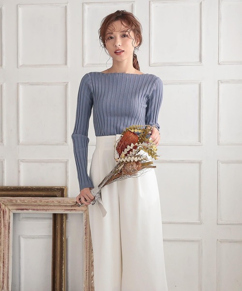 KOBE LETTUCE（コウベレタス）の「太リブボートネックニットトップス（ニット/セーター・レディース・ブラック/ブラウン/ホワイト系その他/ブルー系その他/パープル系その他・1）」の14枚目の写真