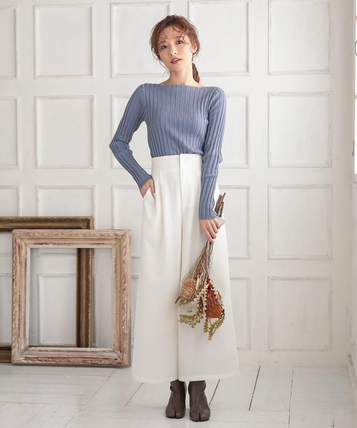 KOBE LETTUCE（コウベレタス）の「太リブボートネックニットトップス（ニット/セーター・レディース・ブラック/ブラウン/ホワイト系その他/ブルー系その他/パープル系その他・1）」の16枚目の写真