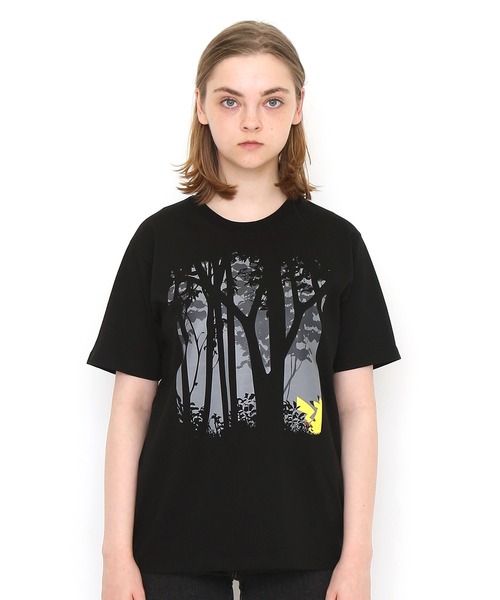 Graniph デザイン ティーシャツ ストア グラニフ のファッション トップス Tshirts Tshirts Store Store ｔシャツ ピカチュウ森 ポケモン ブラック Tシャツ カットソー Design