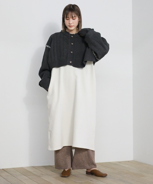 select MOCA(セレクトモカ)の「ステッチデザインダメージショートニット(ニット/セーター・レディース・ホワイト/チャコール・FREE)」の14枚目の写真