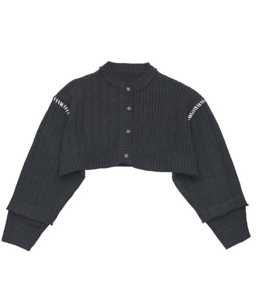 select MOCA(セレクトモカ)の「ステッチデザインダメージショートニット(ニット/セーター・レディース・ホワイト/チャコール・FREE)」の19枚目の写真