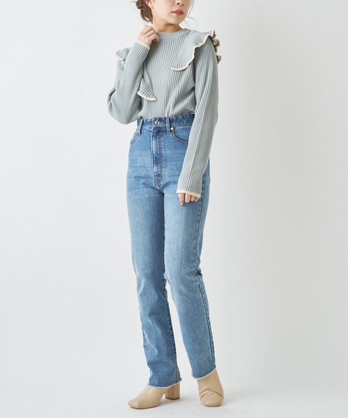 Chico（チコ）の「肩フリルリブニット/パイピングリブニット（ニット/セーター・レディース・ホワイト/ブラック/ミント/グレイッシュベージュ・FREE）」の19枚目の写真