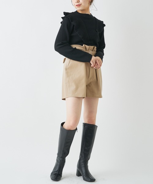 Chico（チコ）の「肩フリルリブニット/パイピングリブニット（ニット/セーター・レディース・ホワイト/ブラック/ミント/グレイッシュベージュ・FREE）」の13枚目の写真