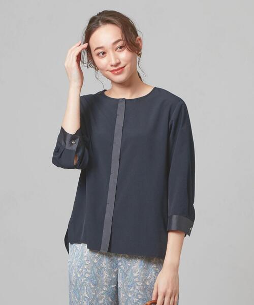 closet story（クローゼットストーリー）の「＜closet story＞サテンDKG ブラウス（シャツ/ブラウス・レディース・ホワイト/ネイビー/ライトピンク・FREE）」の3枚目の写真