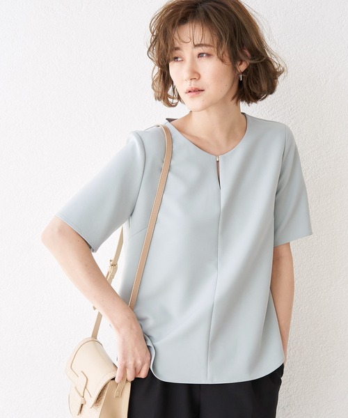 ROPE' PICNIC(ロペピクニック)の「【360°ウルトラストレッチ】【セットアップ対応】ハーフスリーブブラウス(シャツ/ブラウス・レディース・ホワイト/ライトグレー/ライトグリーン/ネイビー/イエロー系その他3/ブラック・38/40)」の4枚目の写真