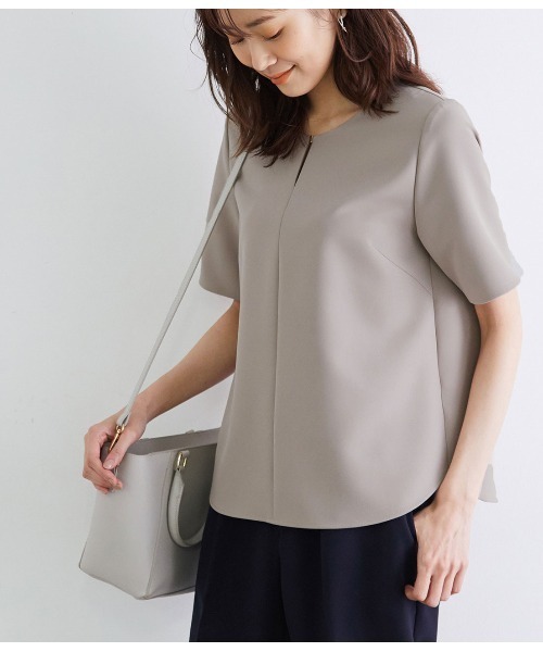 ROPE' PICNIC(ロペピクニック)の「【360°ウルトラストレッチ】【セットアップ対応】ハーフスリーブブラウス(シャツ/ブラウス・レディース・ホワイト/ライトグレー/ライトグリーン/ネイビー/イエロー系その他3/ブラック・38/40)」の6枚目の写真