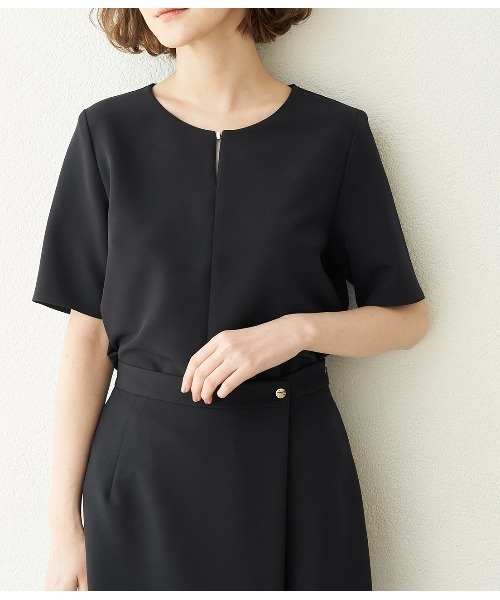 ROPE' PICNIC(ロペピクニック)の「【360°ウルトラストレッチ】【セットアップ対応】ハーフスリーブブラウス(シャツ/ブラウス・レディース・ホワイト/ライトグレー/ライトグリーン/ネイビー/イエロー系その他3/ブラック・38/40)」の1枚目の写真