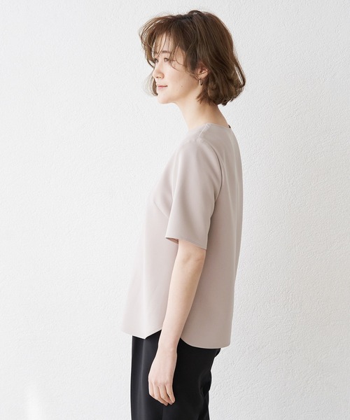 ROPE' PICNIC(ロペピクニック)の「【360°ウルトラストレッチ】【セットアップ対応】ハーフスリーブブラウス(シャツ/ブラウス・レディース・ホワイト/ライトグレー/ライトグリーン/ネイビー/イエロー系その他3/ブラック・38/40)」の7枚目の写真